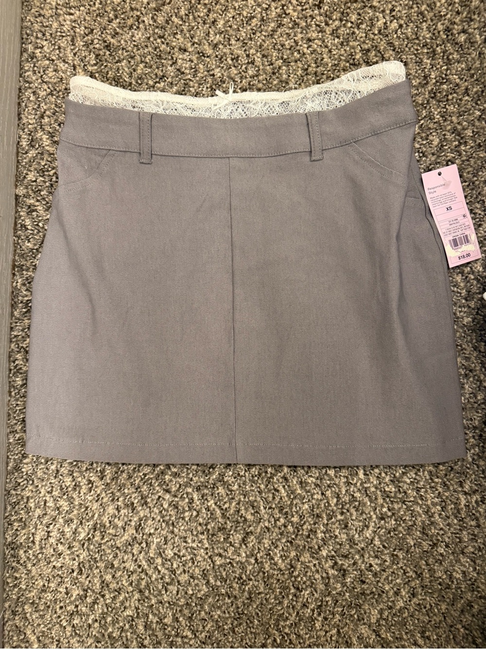 wild fable Gray Lace-Trim Mini Skirt